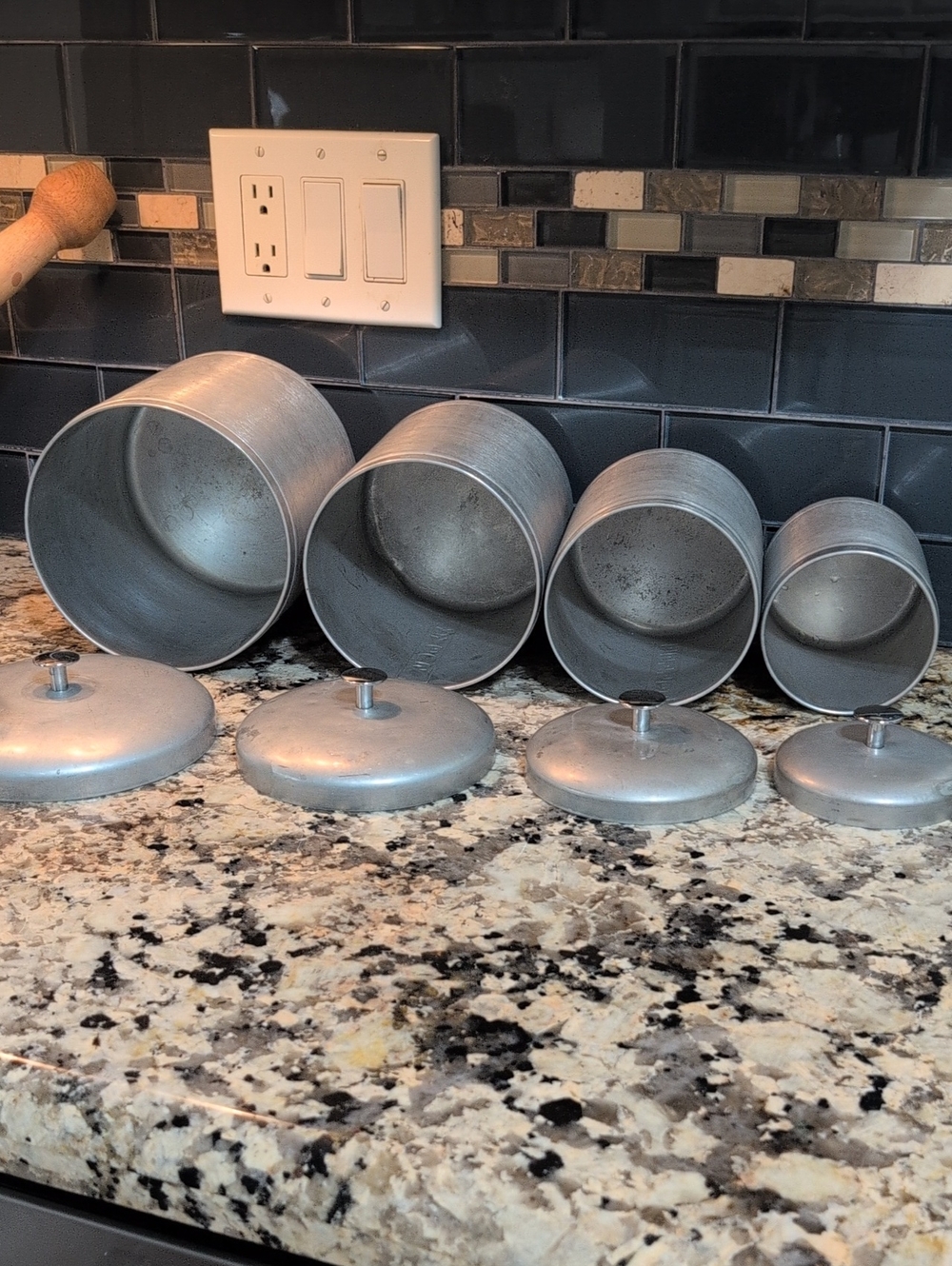 Vintage Aluminum Mid century Modern Cannister Set - Picture 6 of 7